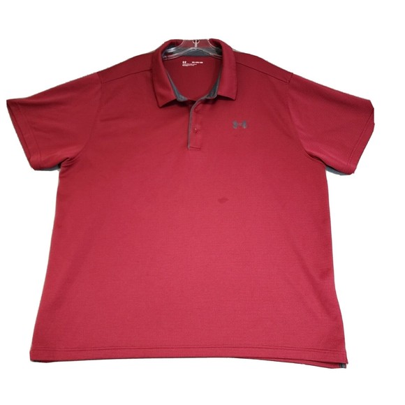 Under Armour Polo Shirt Mens 3XL Red Loose Short Sleeve - Picture 1 of 16